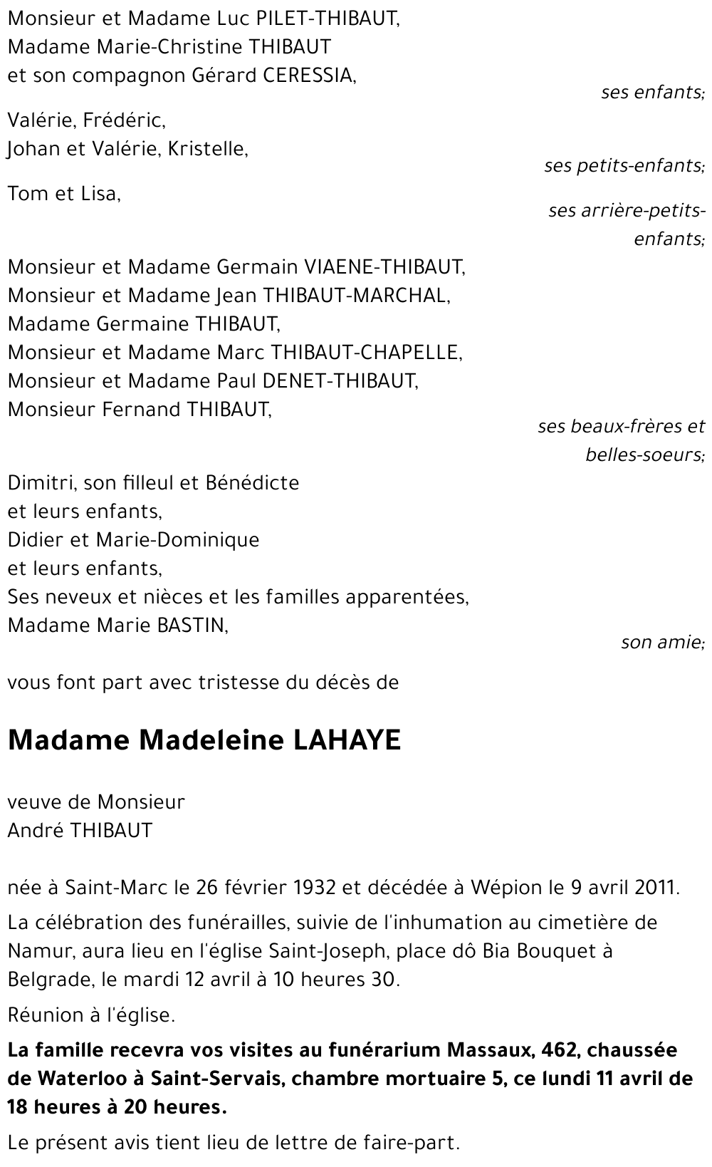 Madeleine LAHAYE