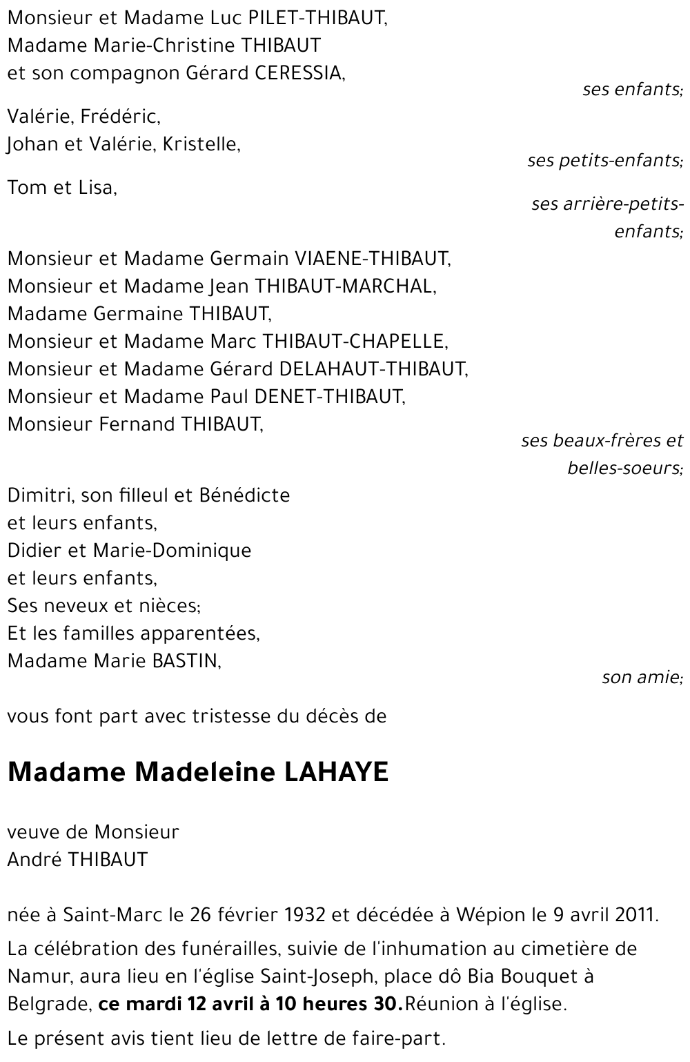 Madeleine LAHAYE