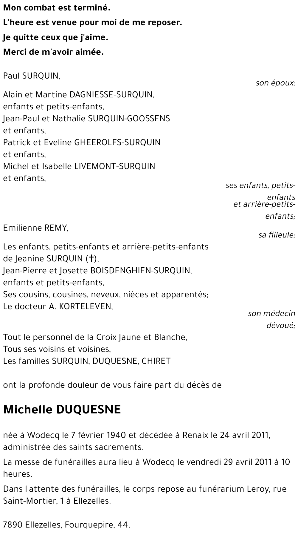 Michelle DUQUESNE