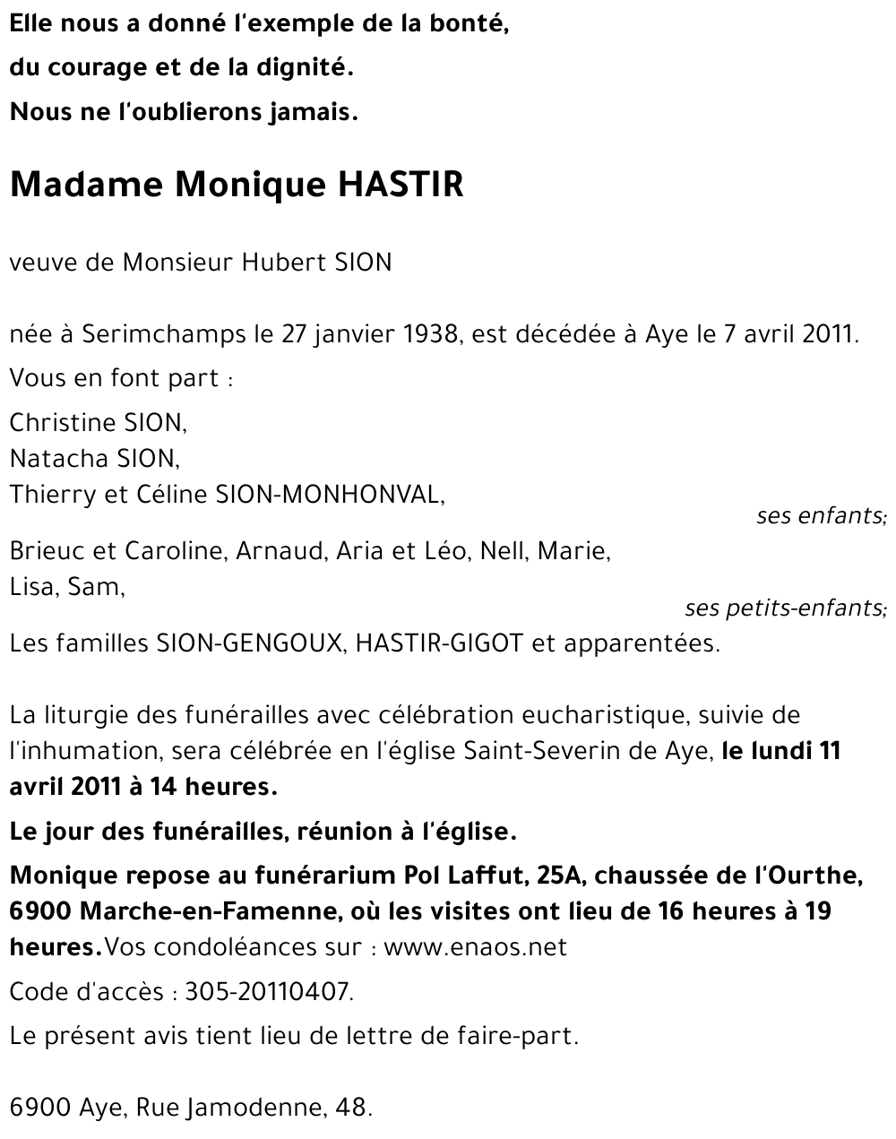 Monique HASTIR