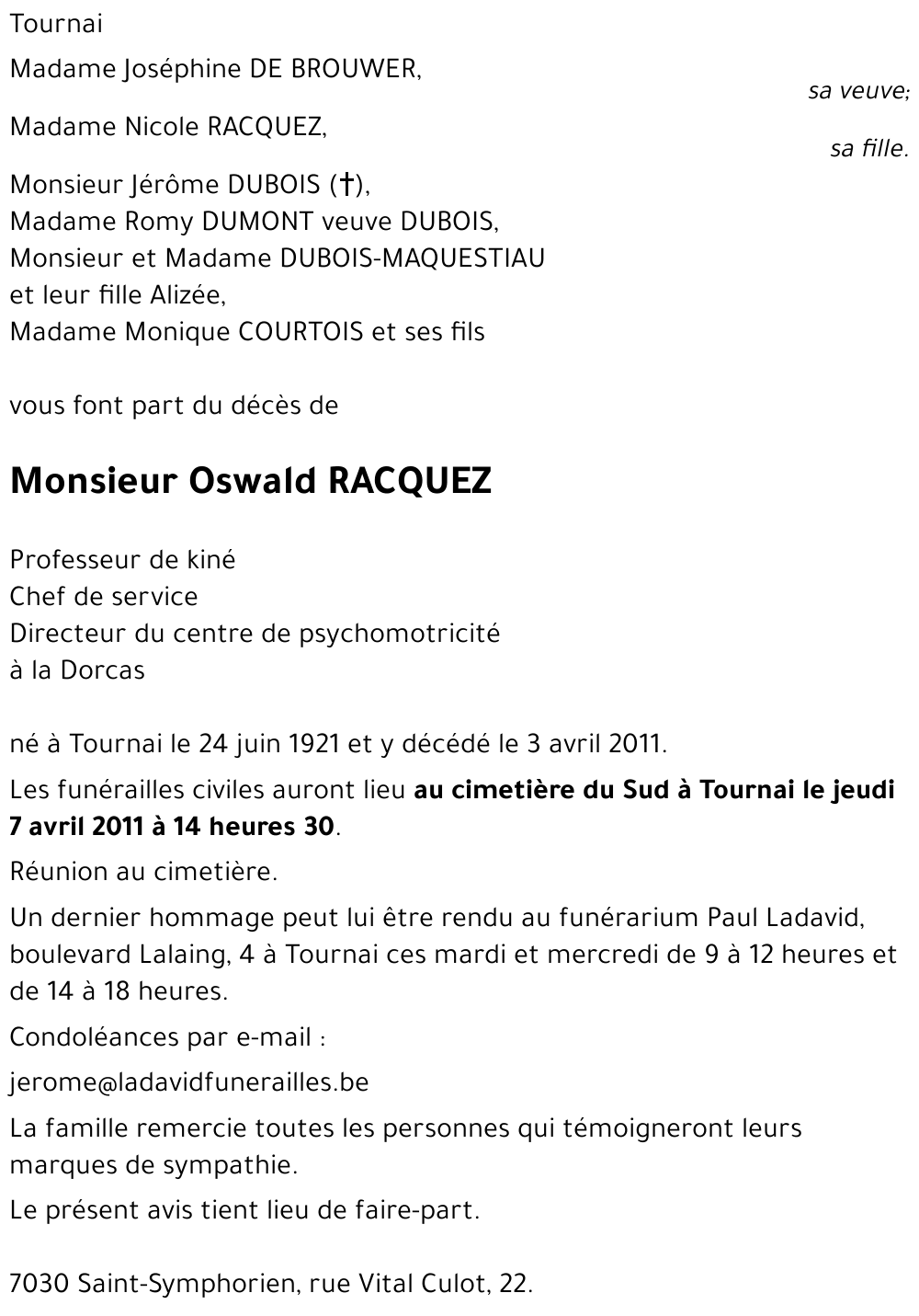 Oswald RACQUEZ