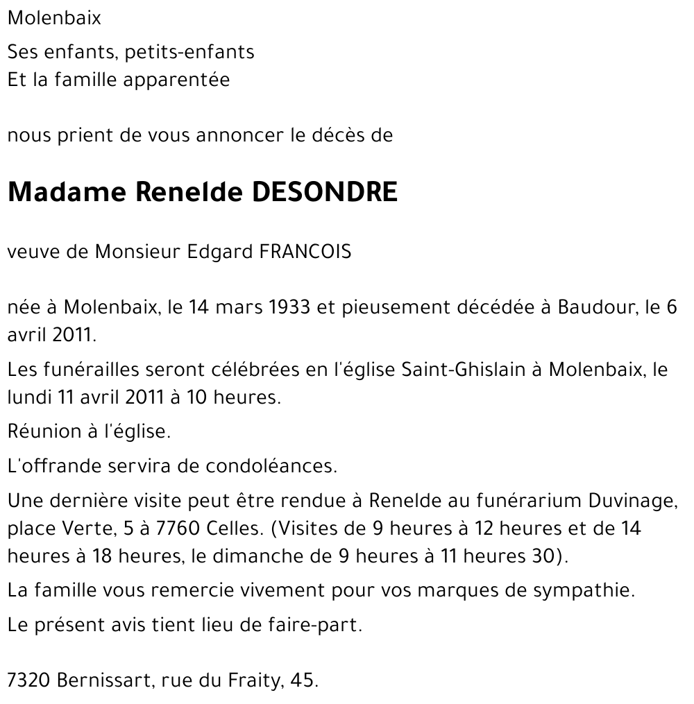Renelde DESONDRE