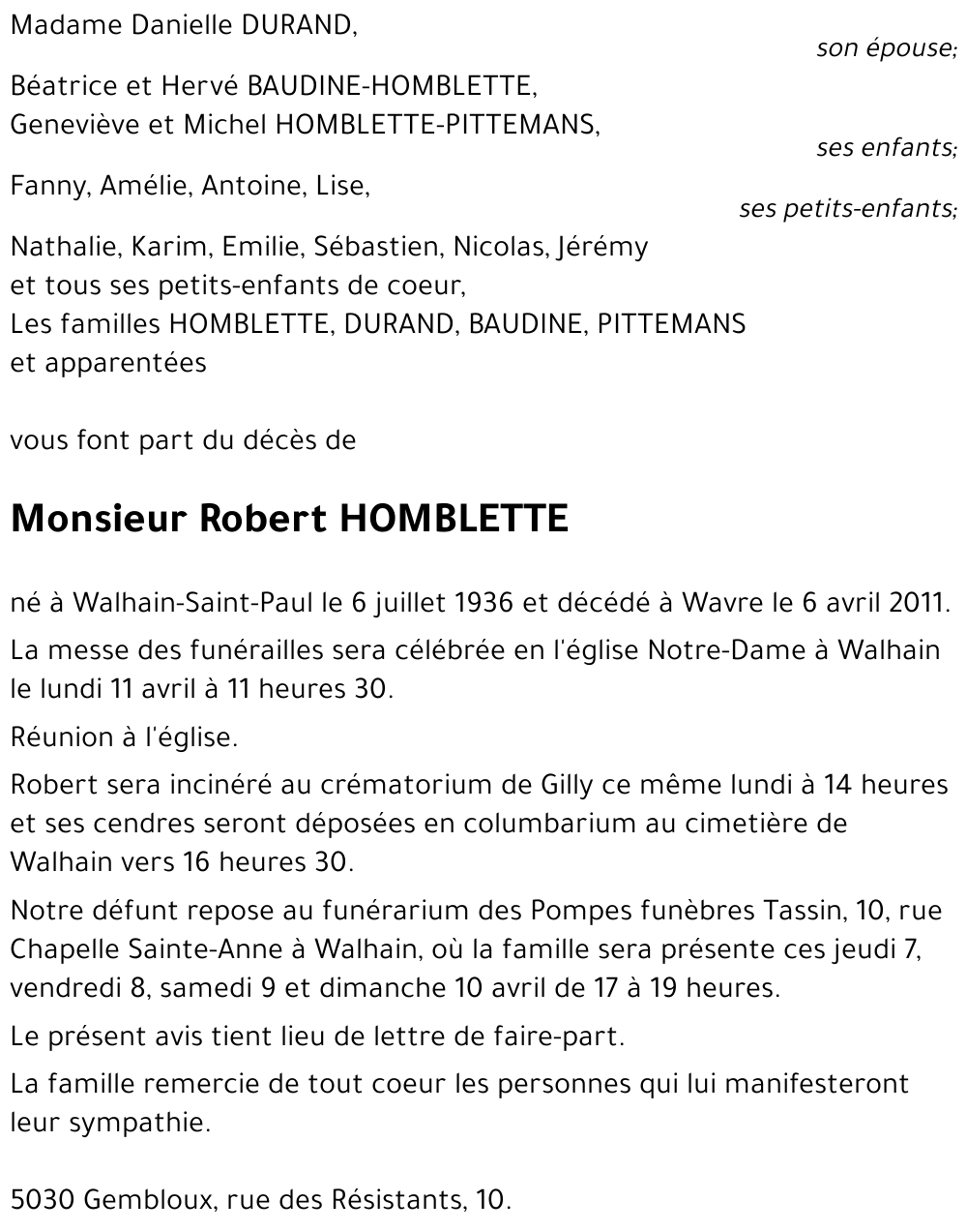 Robert HOMBLETTE