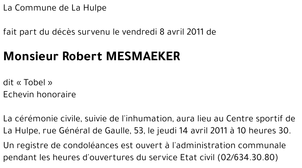 Robert MESMAEKER