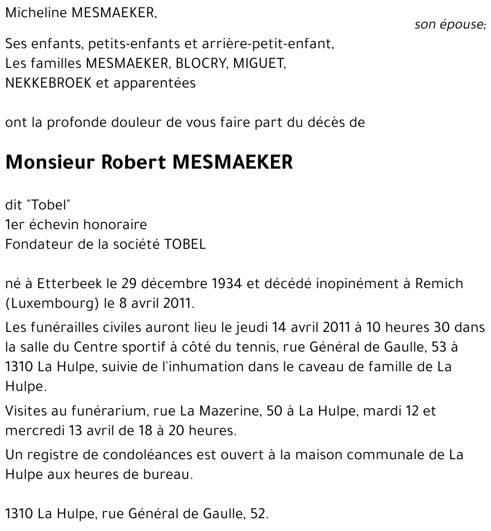 Robert MESMAEKER