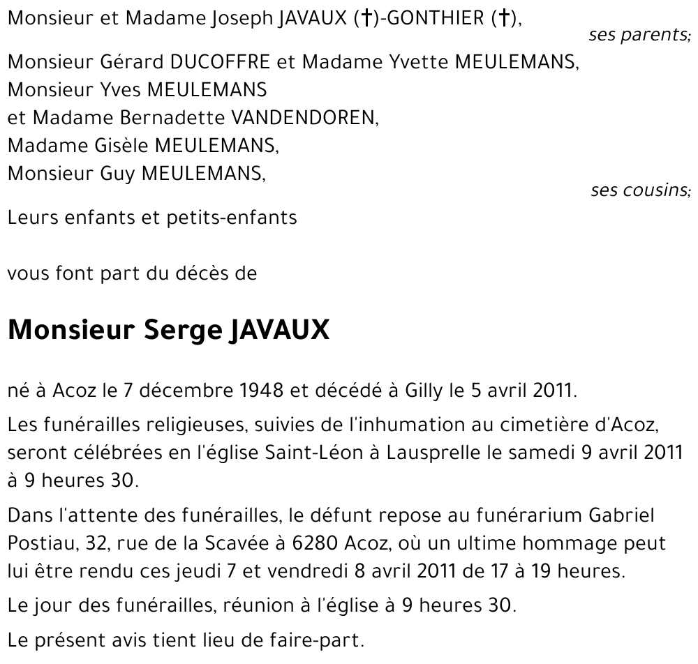 Serge JAVAUX