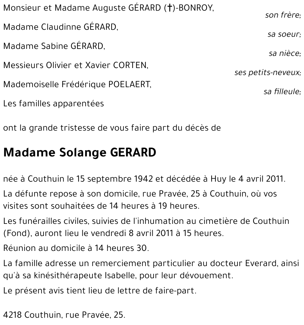 Solange GERARD
