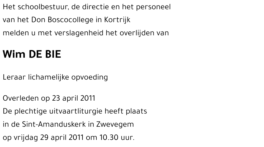 Wim DE BIE