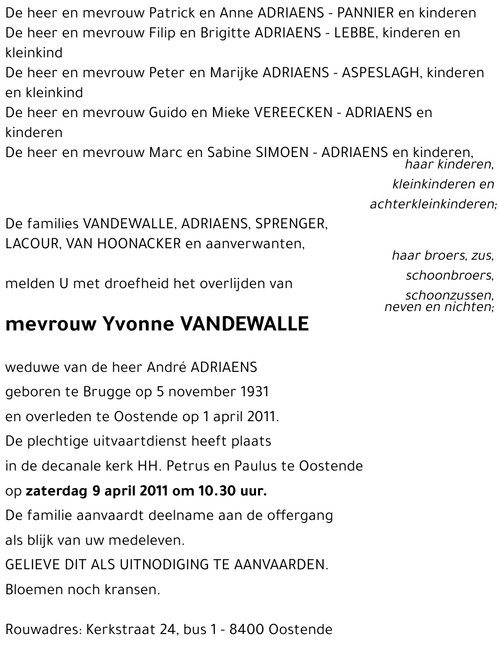 Yvonne VANDEWALLE