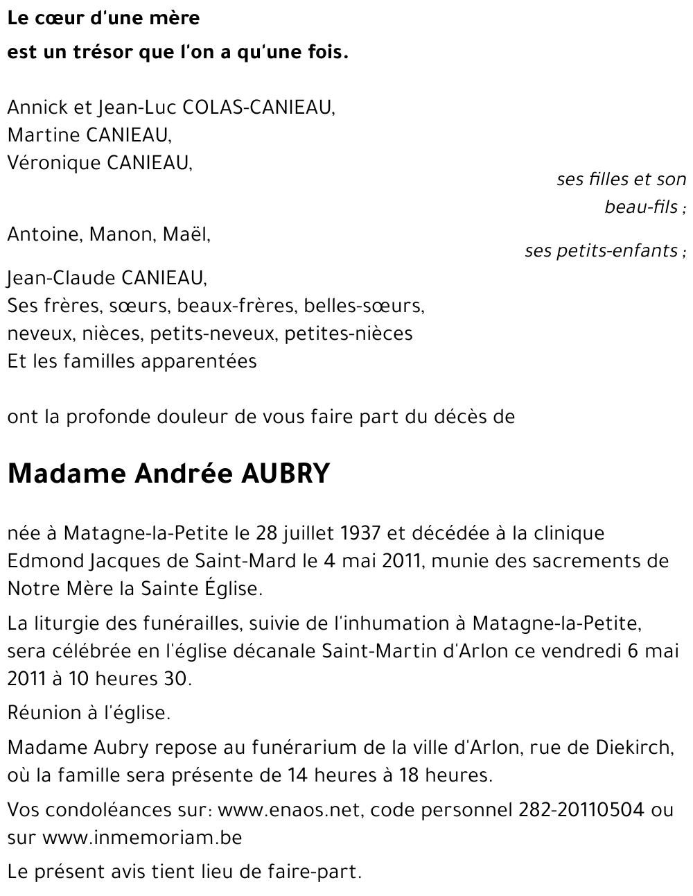 Andrée AUBRY