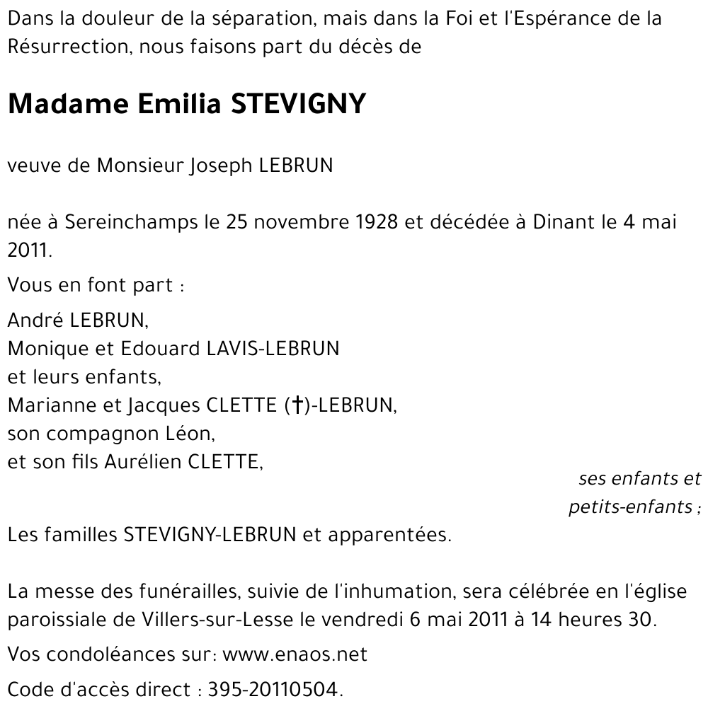 Emilia STEVIGNY