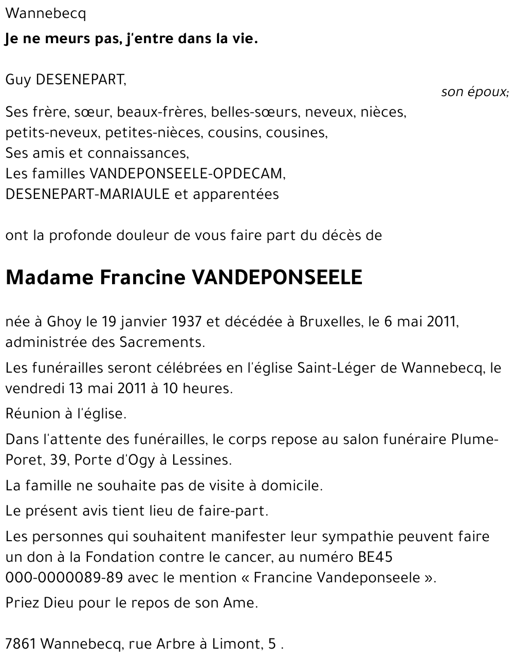 Francine VANDEPONSEELE