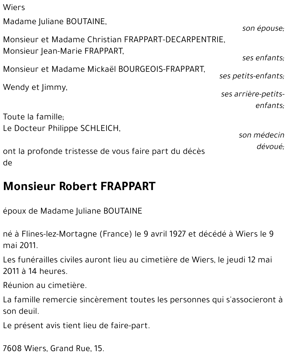 FRAPPART Robert