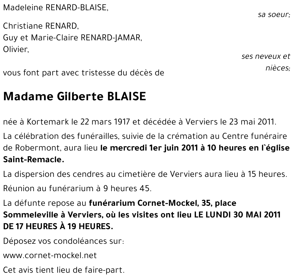 Gilberte BLAISE