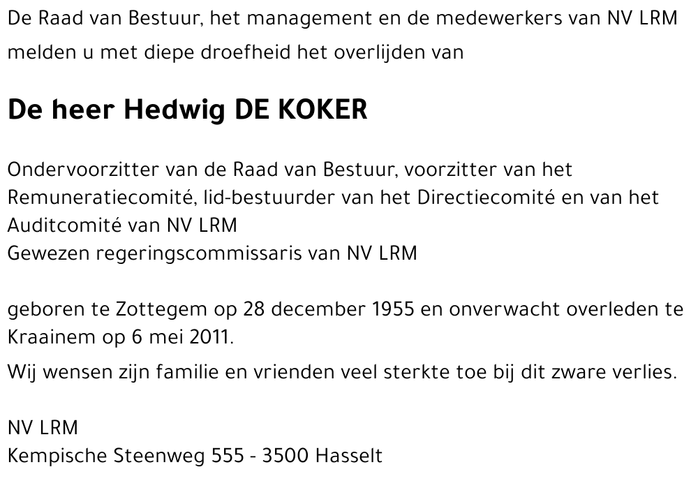 Hedwig DE KOKER