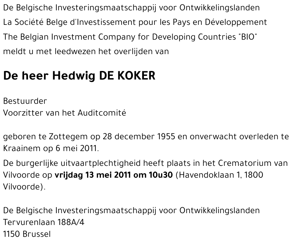 Hedwig DE KOKER