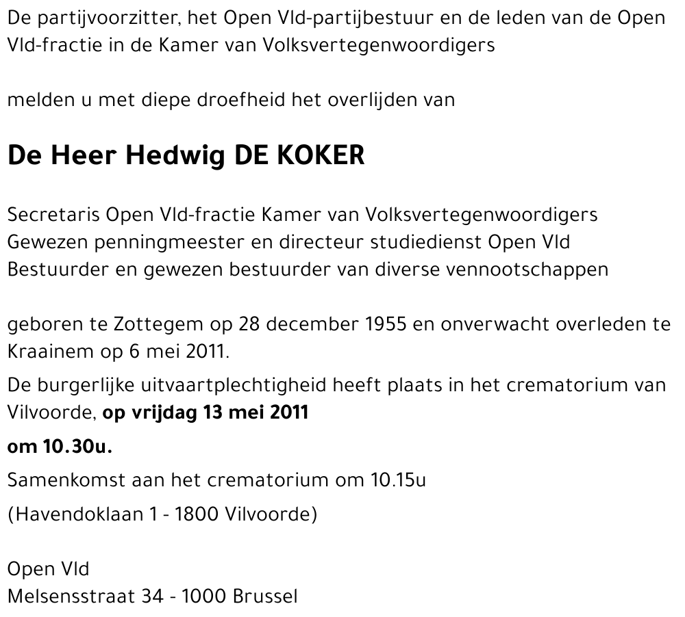 Hedwig DE KOKER