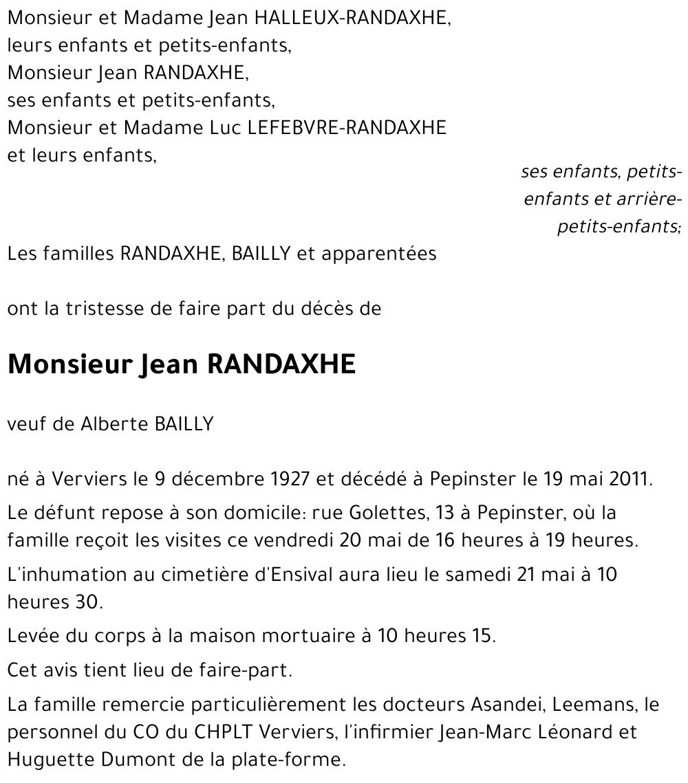 Jean RANDAXHE