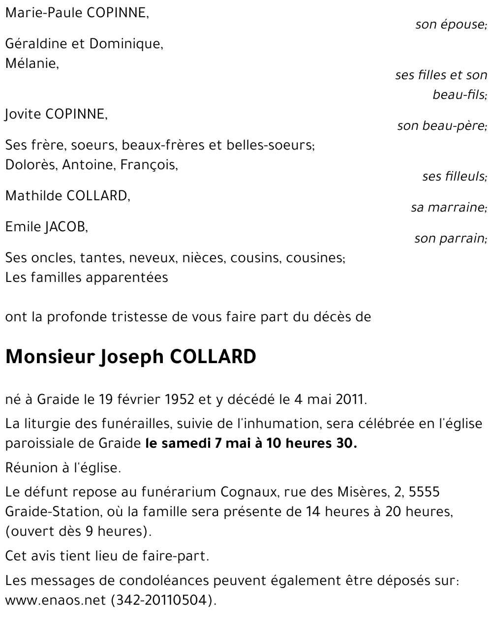 Joseph COLLARD