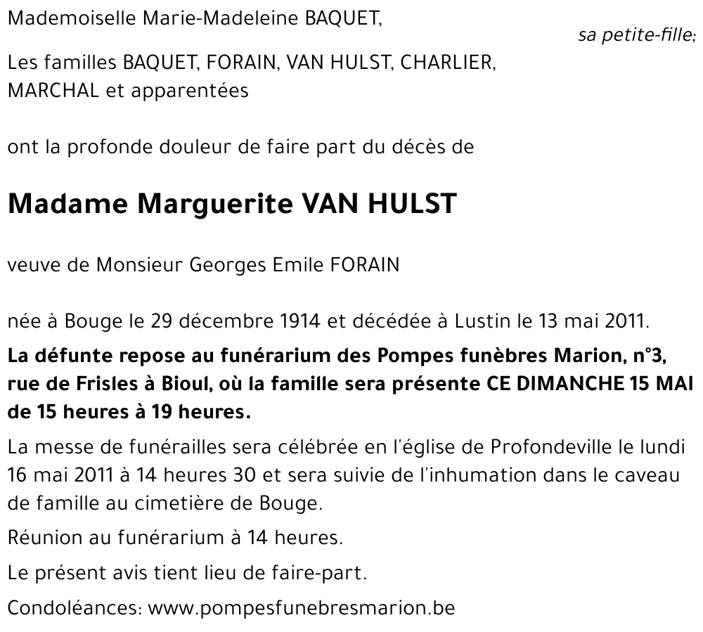 Marguerite VAN HULST