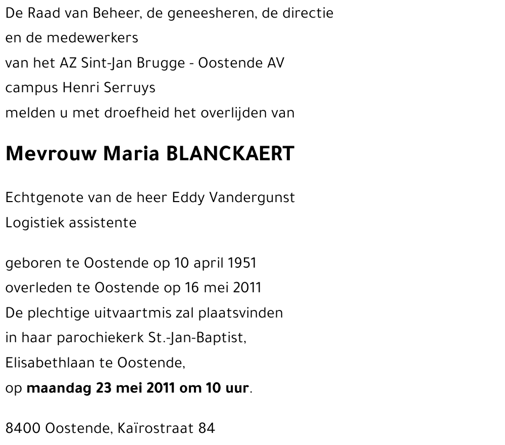 Maria BLANCKAERT