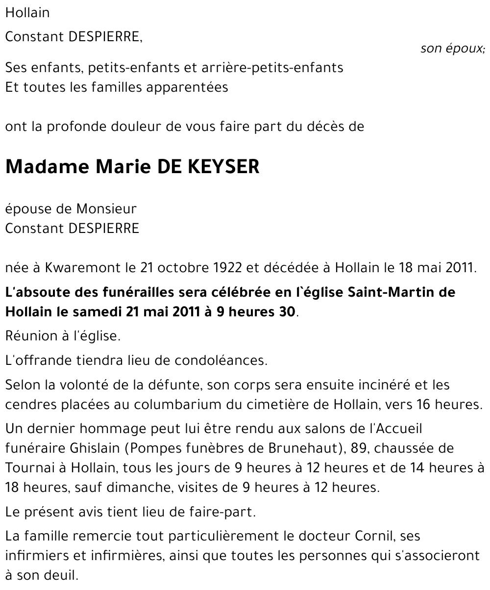 Marie DE KEYSER