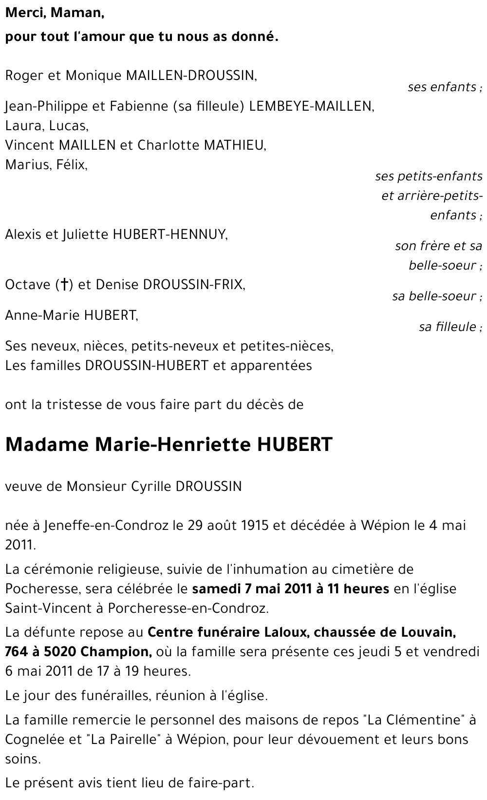 Marie-Henriette HUBERT