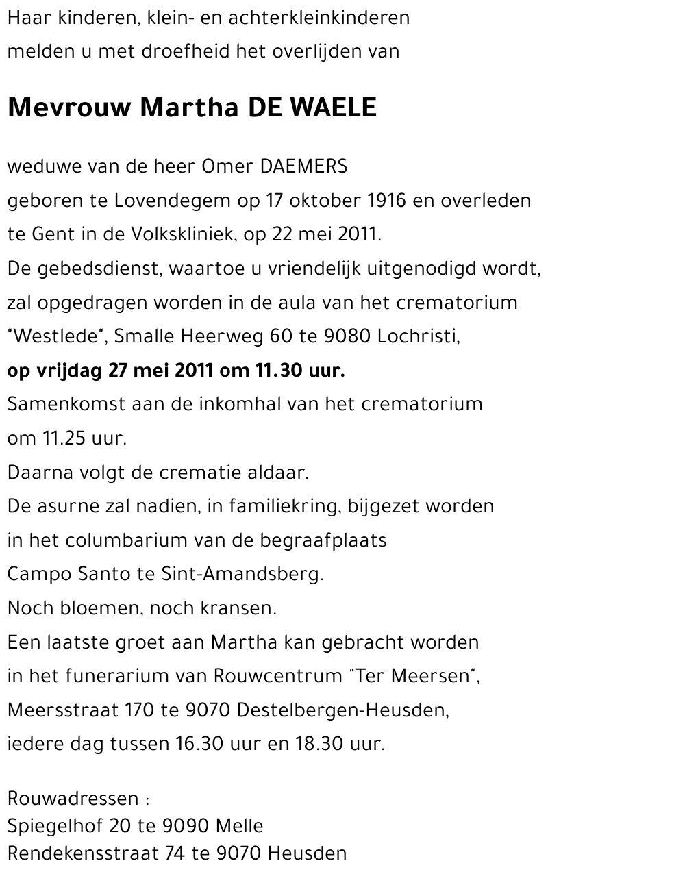 Martha DE WAELE