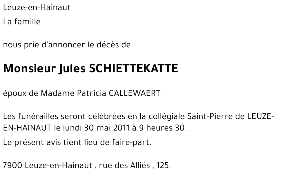 SCHIETTEKATTE Jules