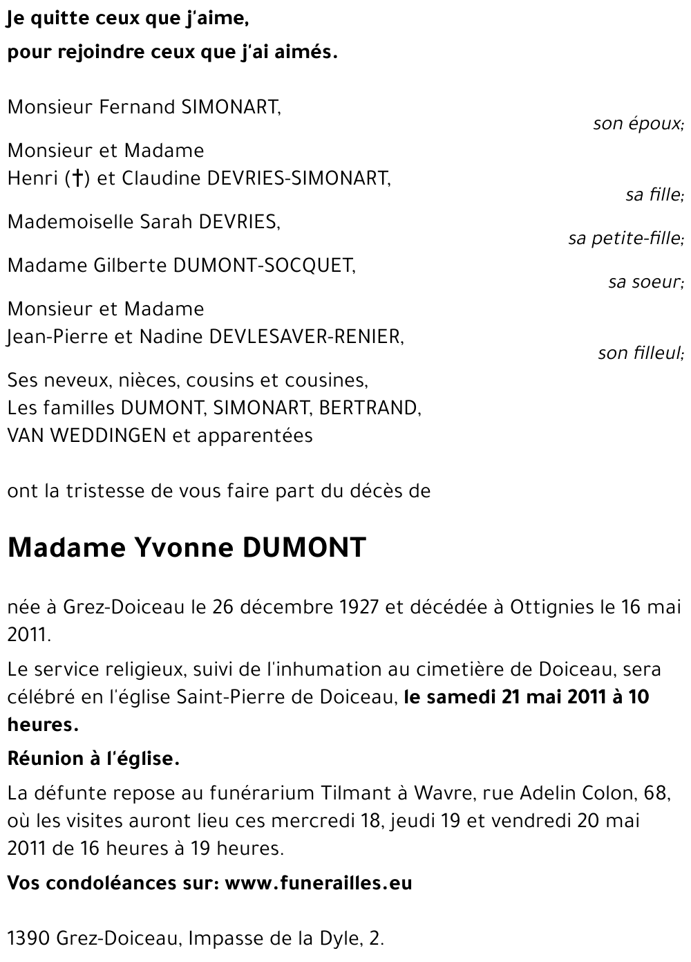 Yvonne DUMONT