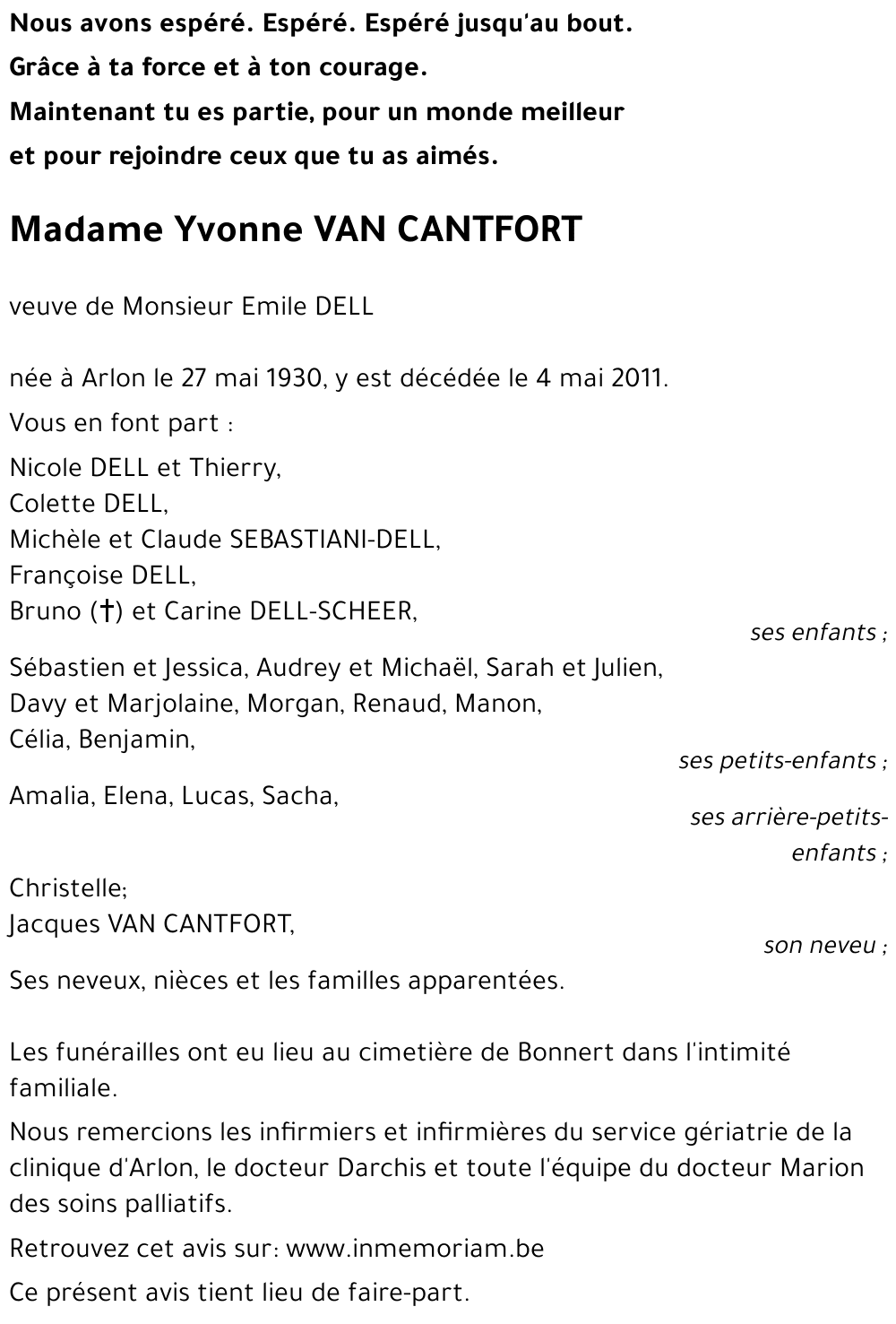 Yvonne VAN CANTFORT