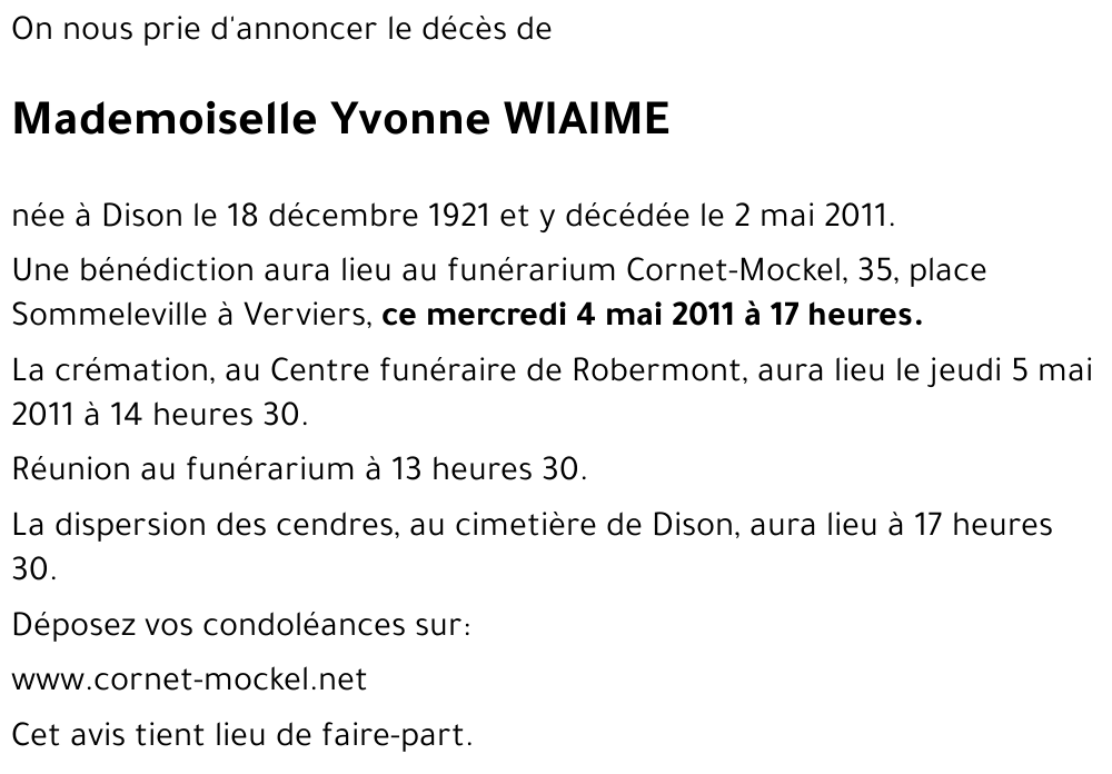 Yvonne WIAIME