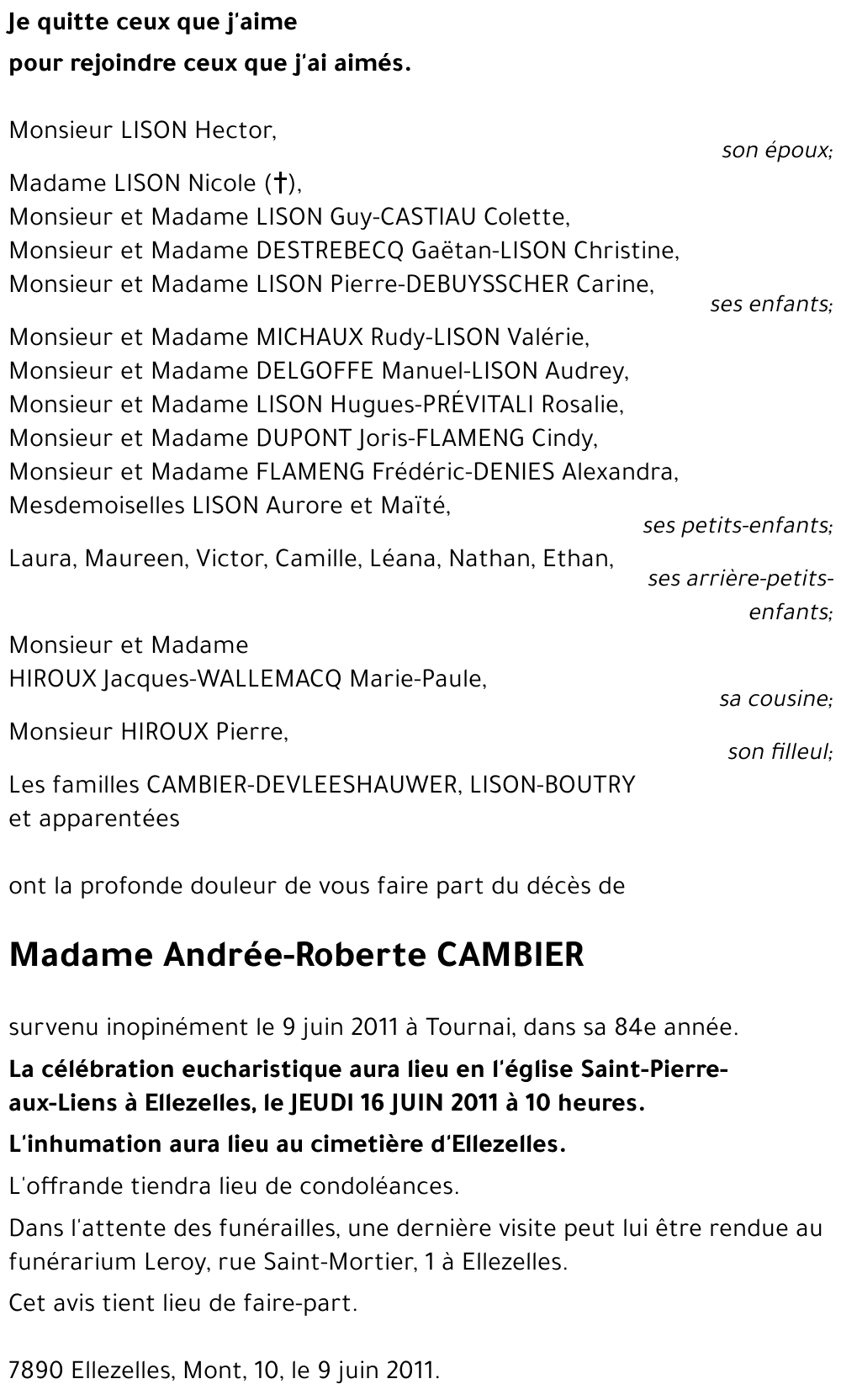 Andrée-Roberte CAMBIER