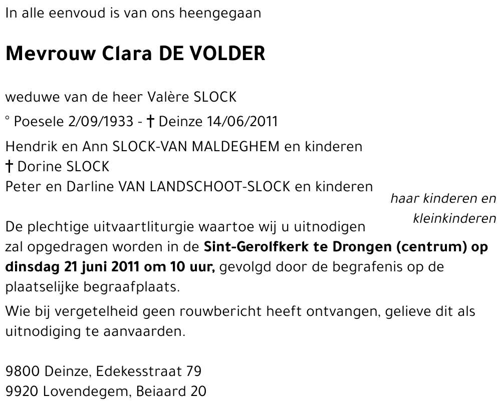 Clara DE VOLDER