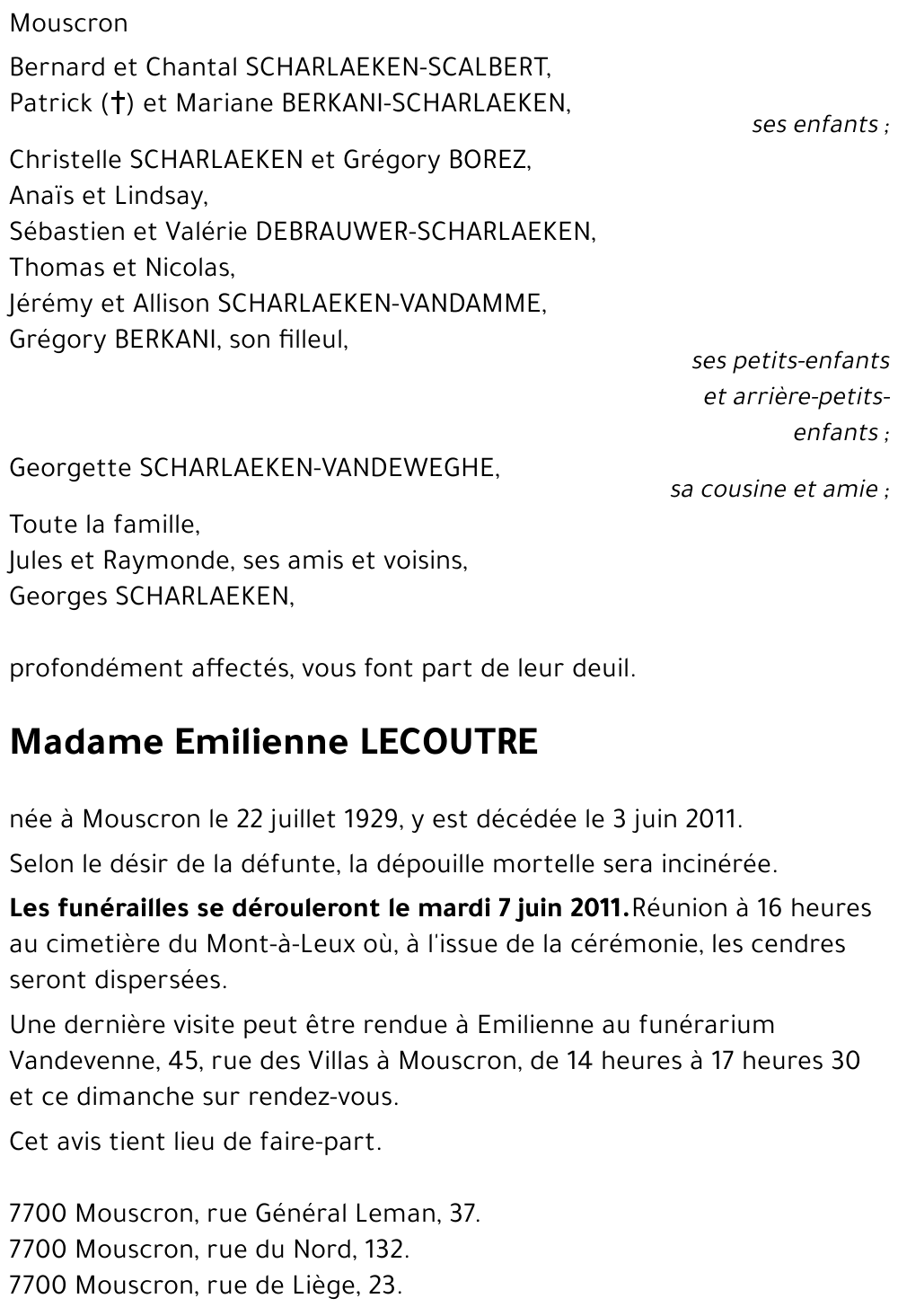 Emilienne LECOUTRE