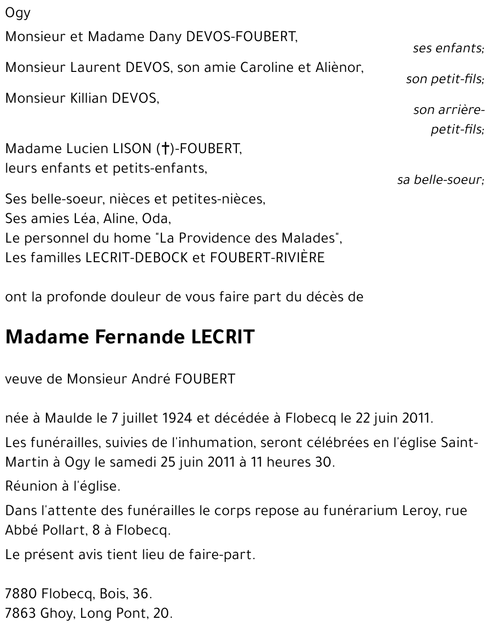 Fernande LECRIT