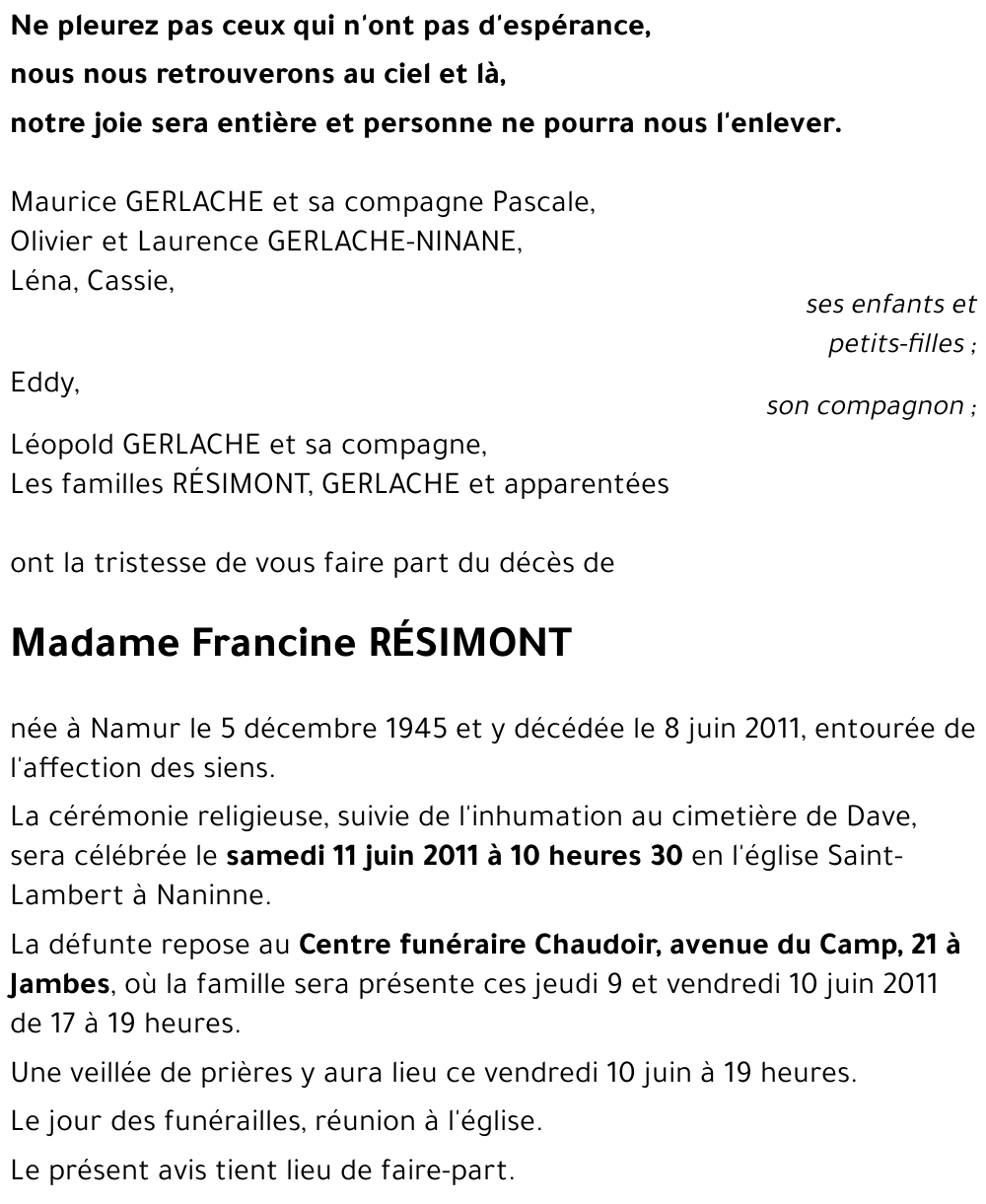 Francine RESIMONT