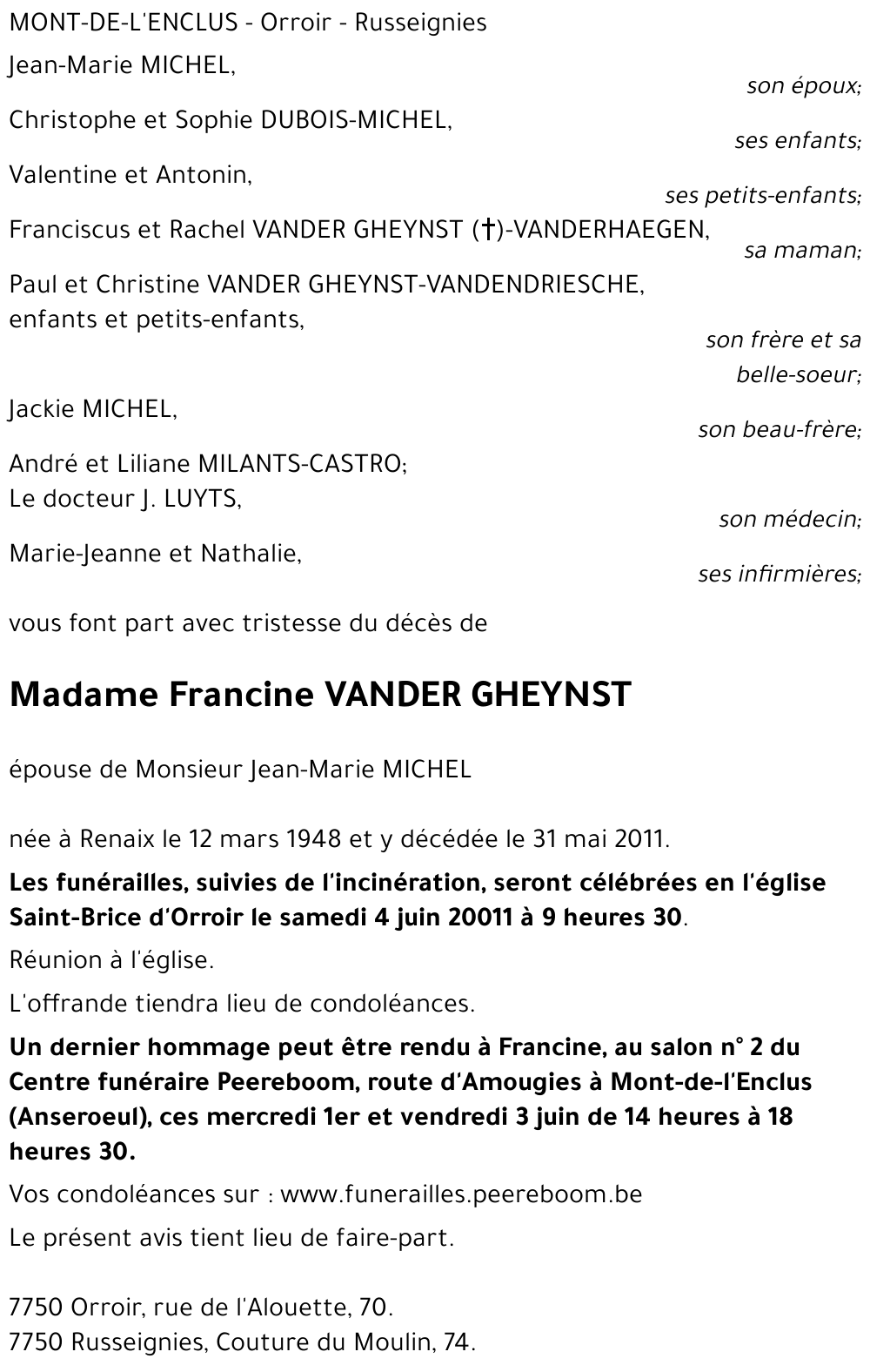 Francine VANDER GHEYNST