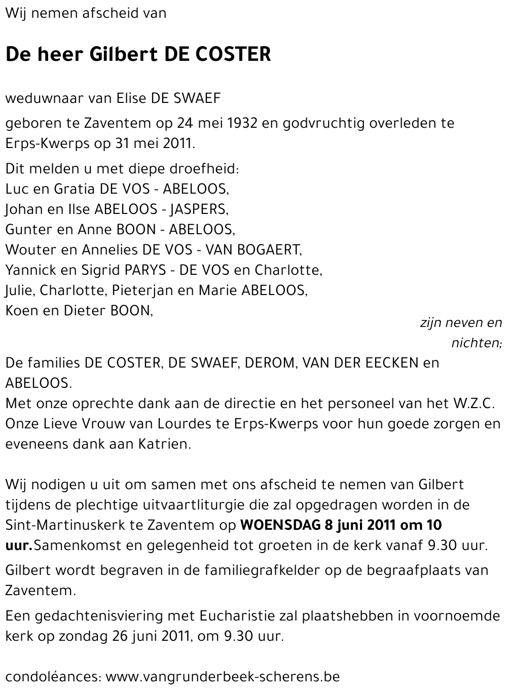 Gilbert DE COSTER