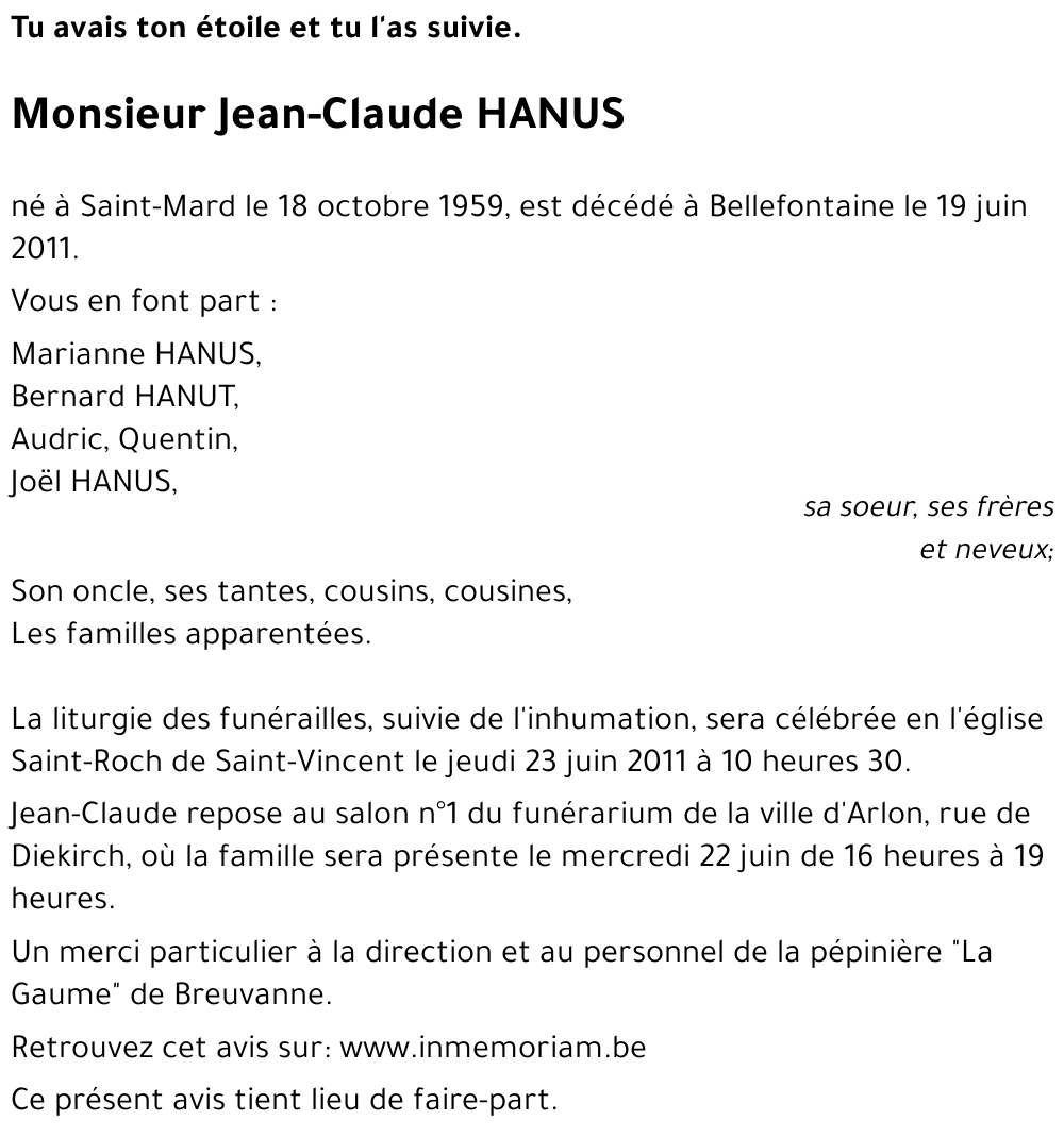 Jean-claude HANUS