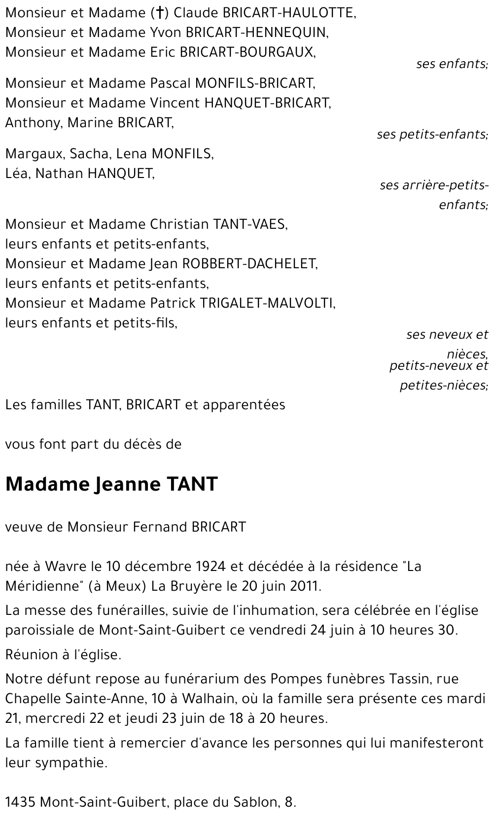 Jeanne TANT