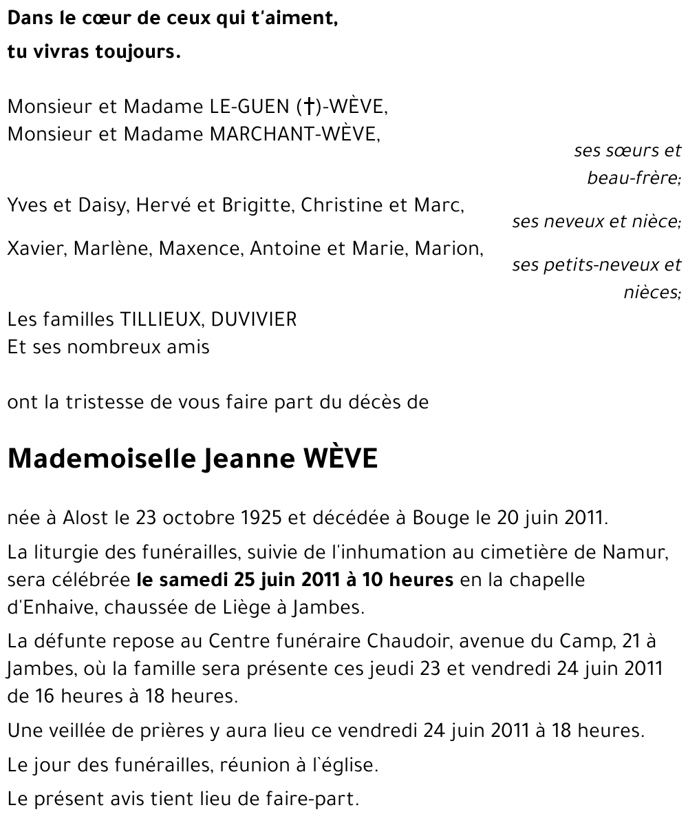 Jeanne WÈVE