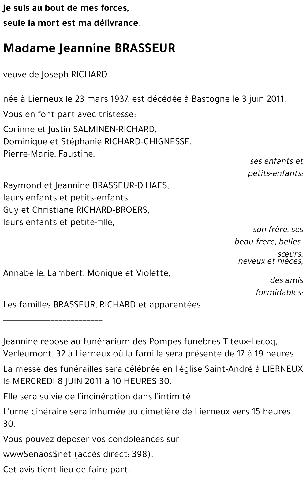 Jeannine BRASSEUR