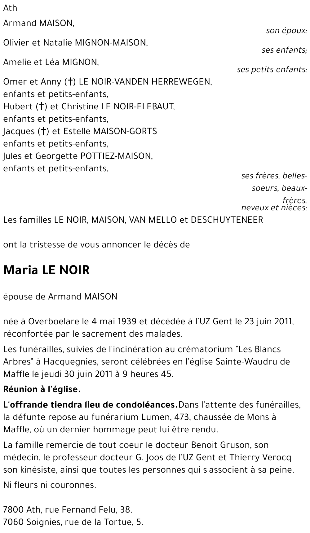 Maria LE NOIR