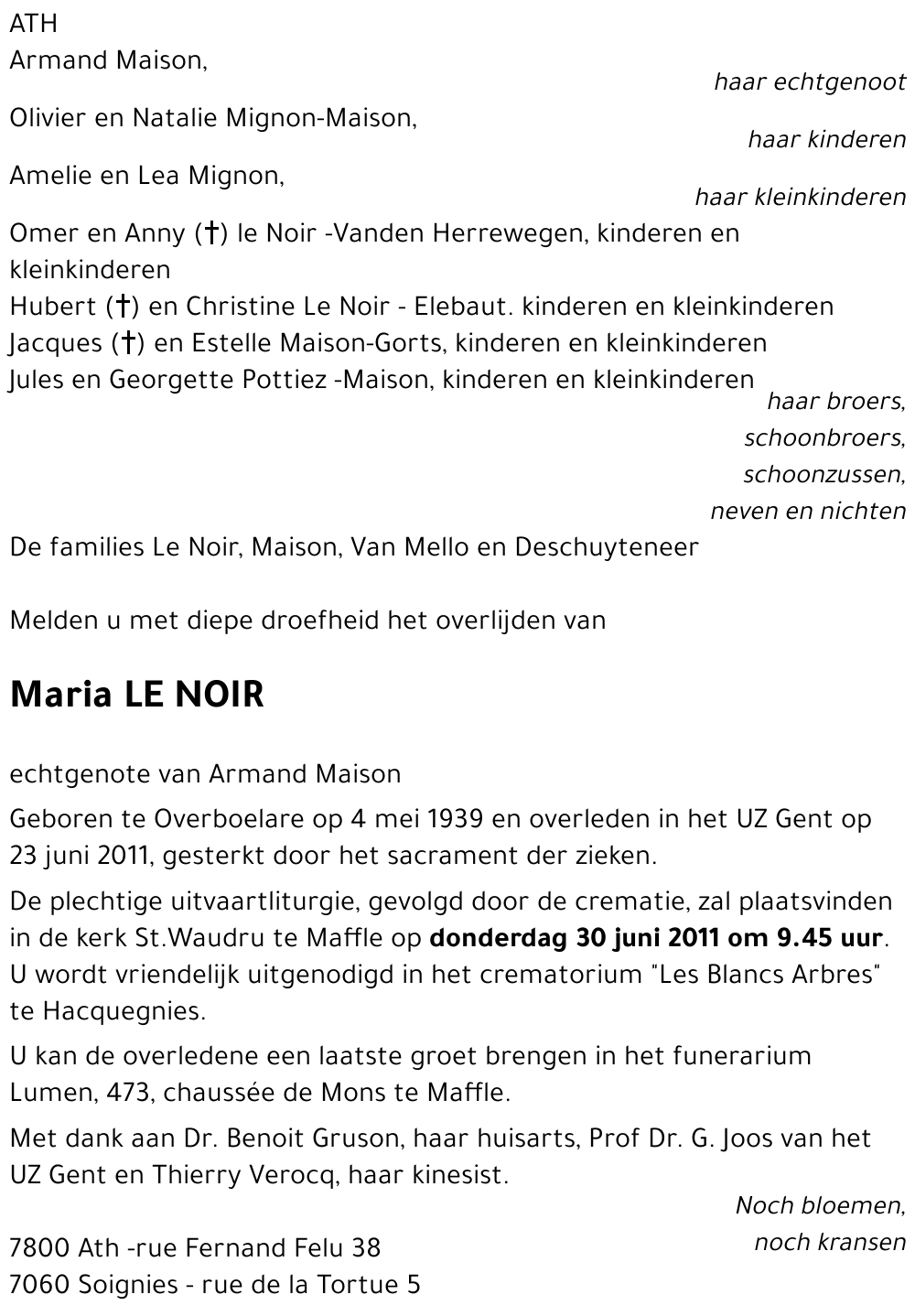 Maria LE NOIR