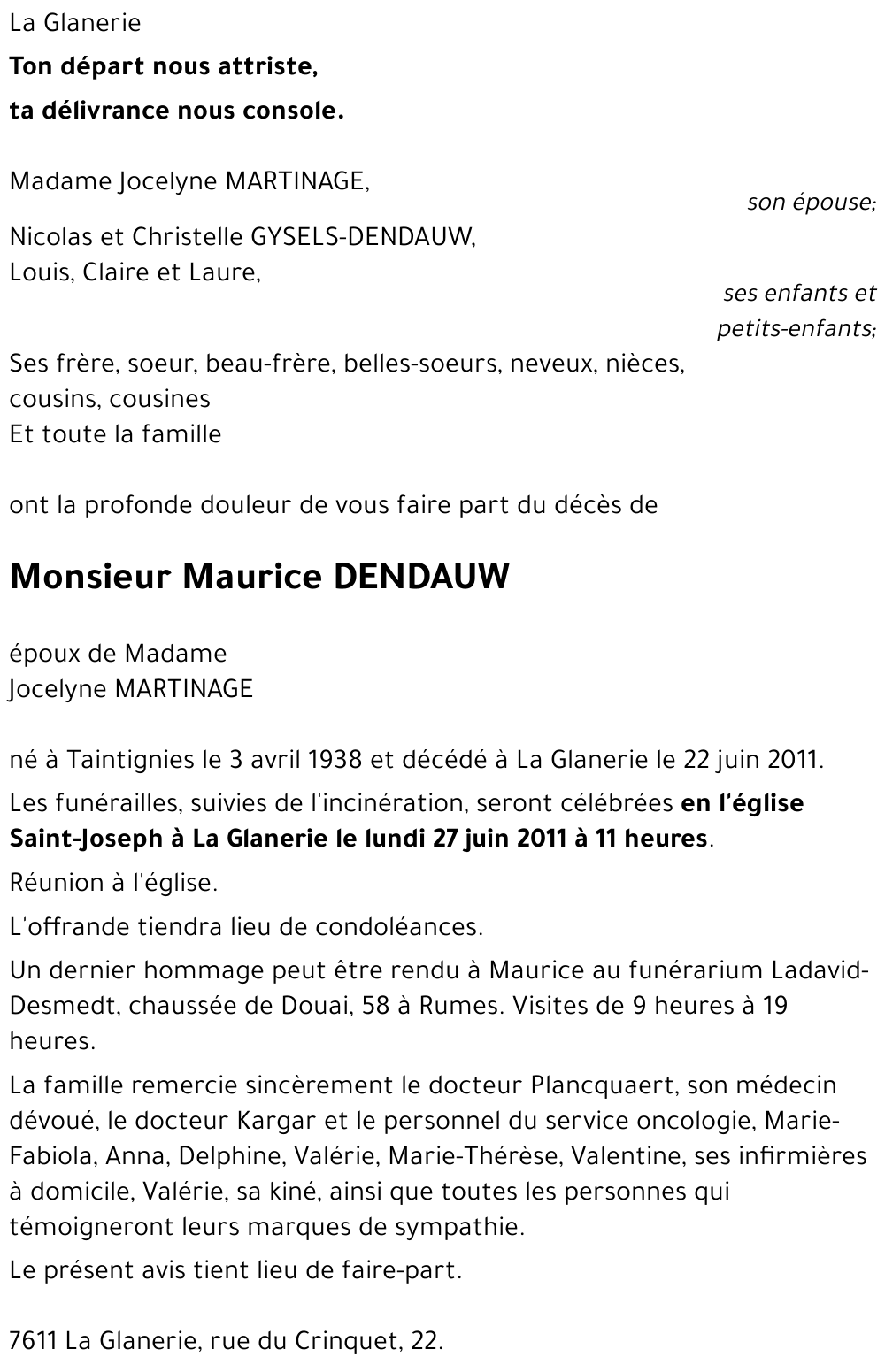 Maurice DENDAUW