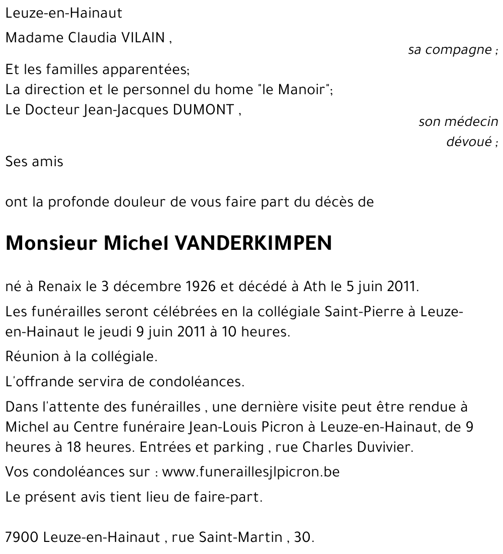Michel VANDERKIMPEN