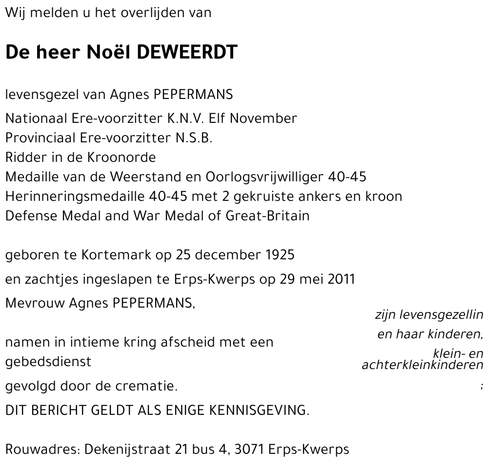 Noël DEWEERDT