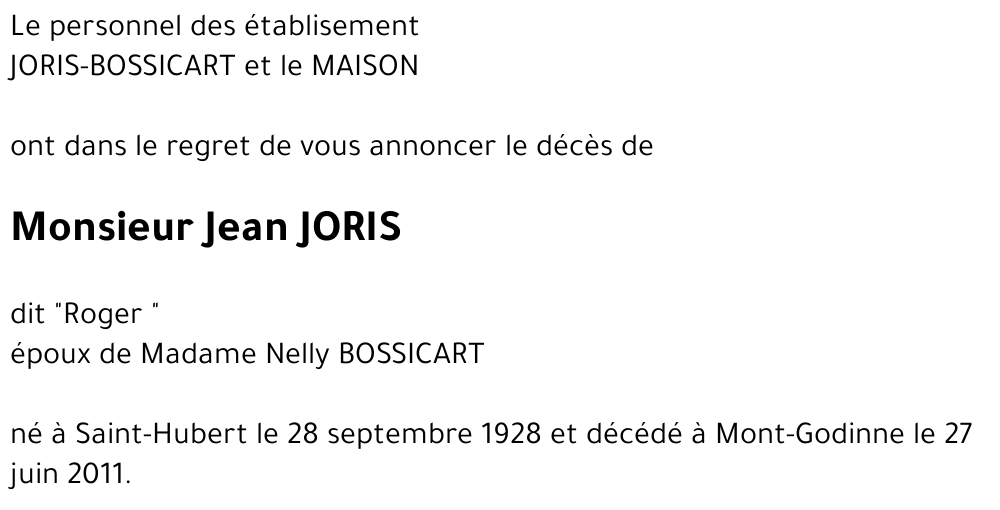 Roger JORIS