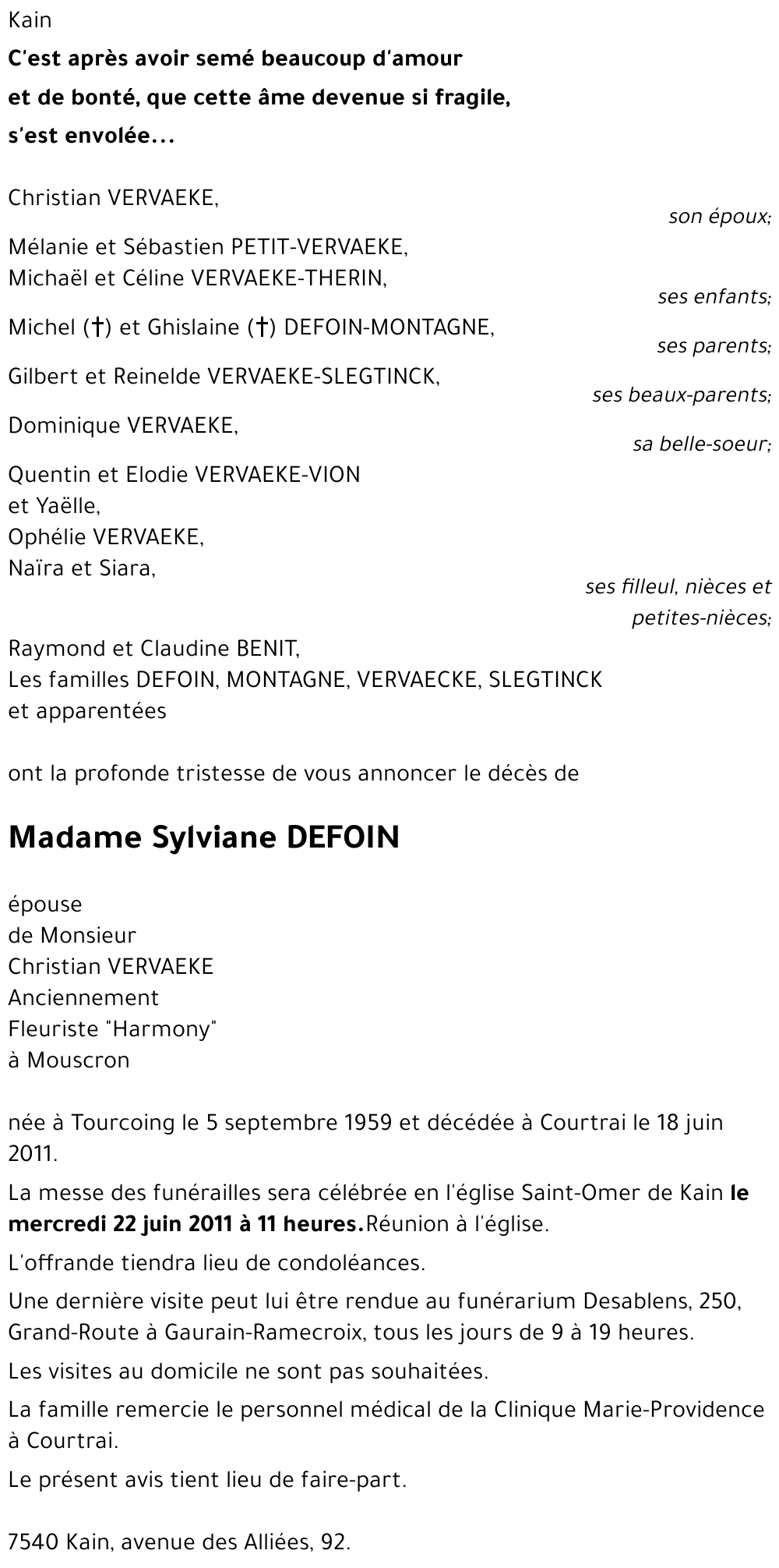 Sylviane DEFOIN
